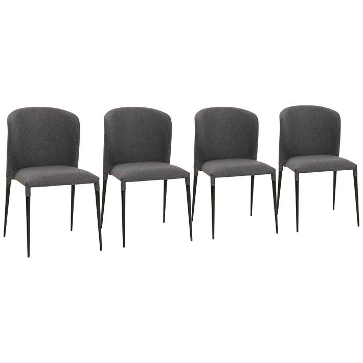 Dason Charcoal And Matte Black Dining, Matte Black Metal Dining Chairs Set Of 4