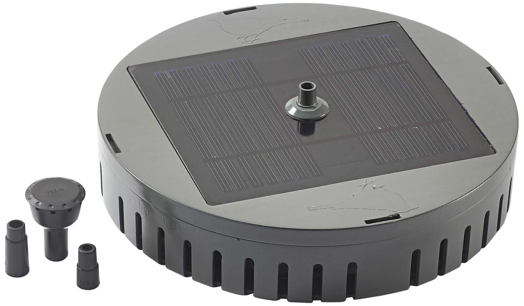 Aquanura 2" High Neutral Gray Solar Outdoor Bird Bath Kit