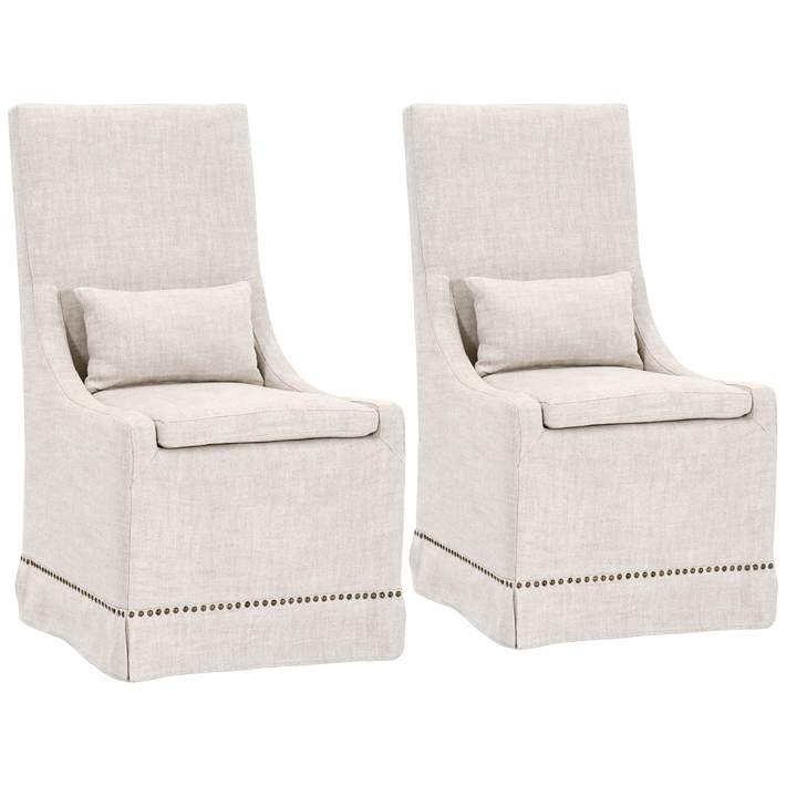 Colleen 40 1 2 H Bisque French Linen Dining Chairs Set Of 2 86f85 Lamps Plus