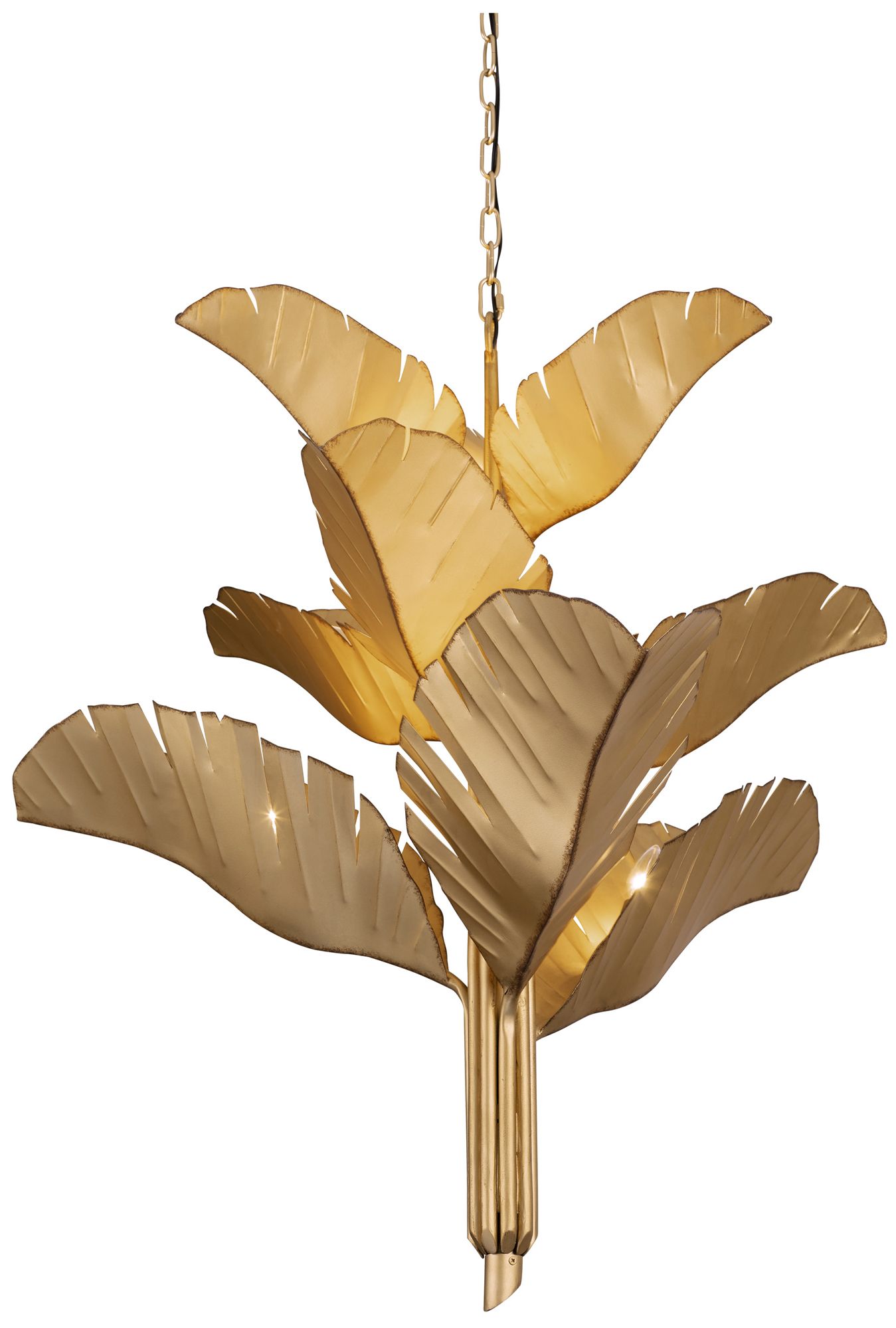Varaluz Banana Leaf 35" Wide Gold Metal Chandelier