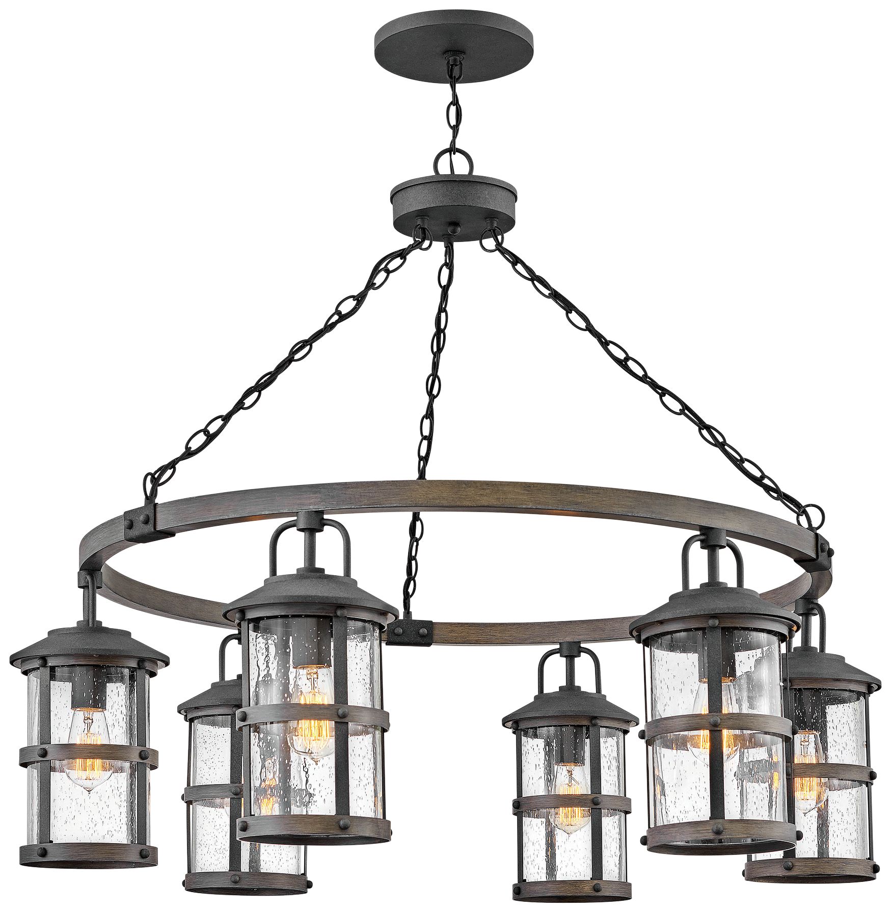 Lakehouse 42" Wide Aged Zinc 6Light Outdoor Chandelier 86G60