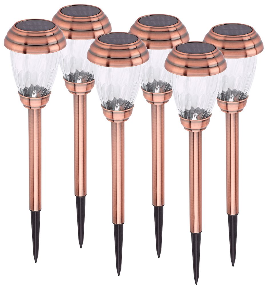 Charleston12" High Copper Solar LED Path Lights Set of 6