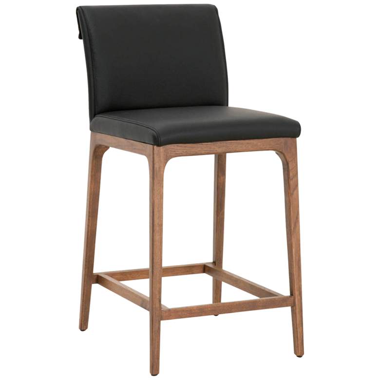 Alex 26&quot; Sable Leather and Walnut Counter Stool