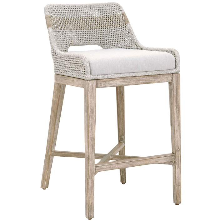 White Rope Wood Bar Stool, White Wooden Counter Stools With Backs