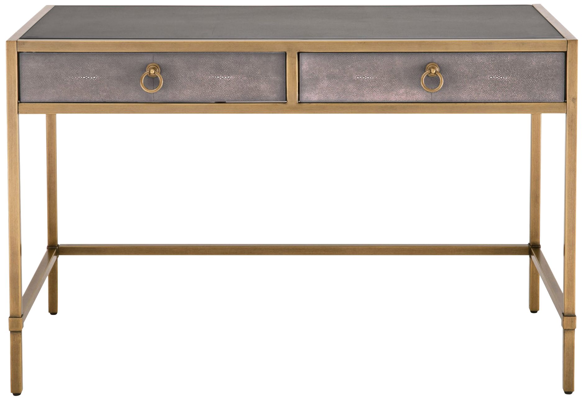 Strand 49" Wide Gray Faux Shagreen 2-Drawer Desk