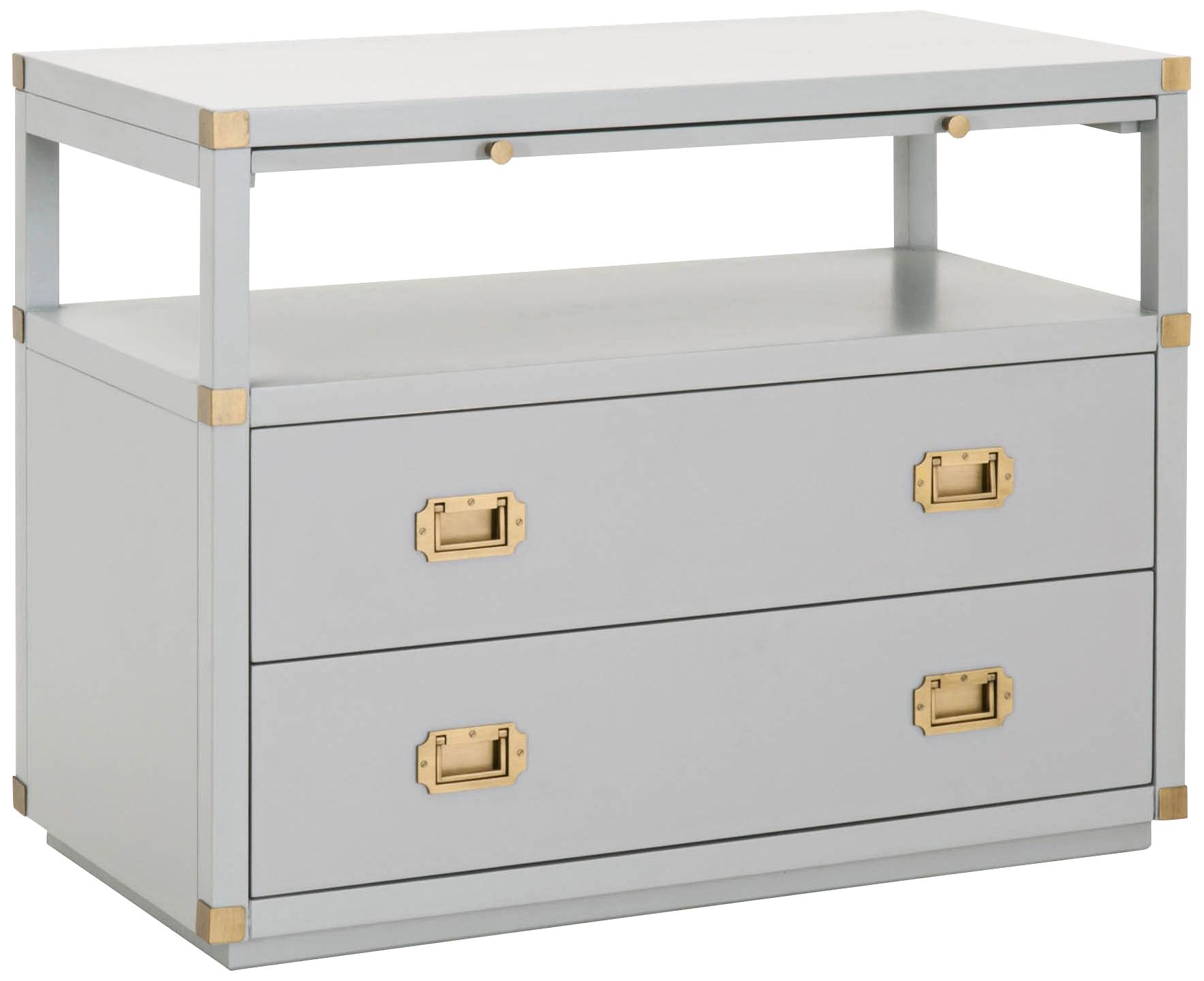 Bradley 35" Wide Dove Gray and Gold 2-Drawer Nightstand