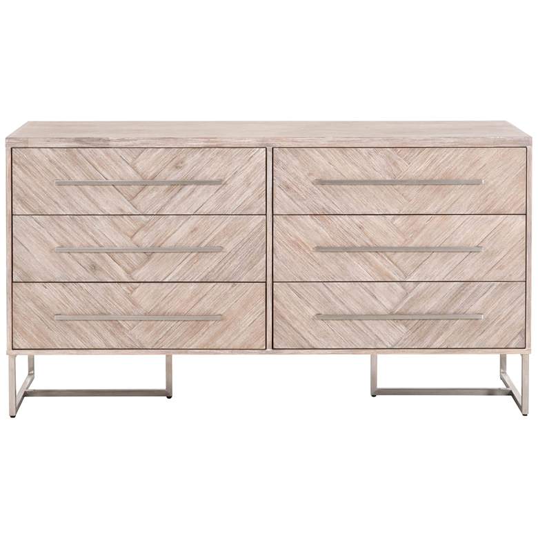 Mosaic 62&quot; Wide Natural Gray Wood 6-Drawer Double Dresser