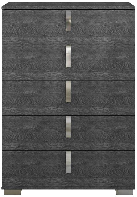 Noble 36" Wide Gloss Gray Wood 5-Drawer High Accent Chest