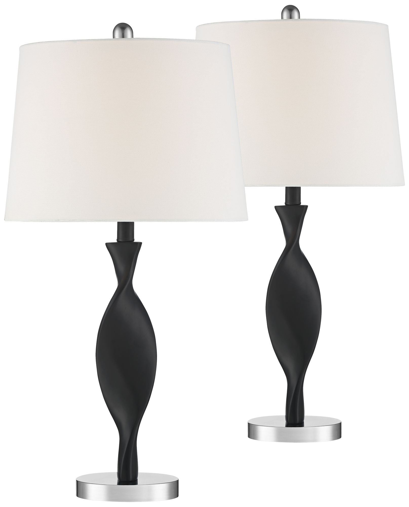 Debra Black Finish Modern Table Lamps Set of 2