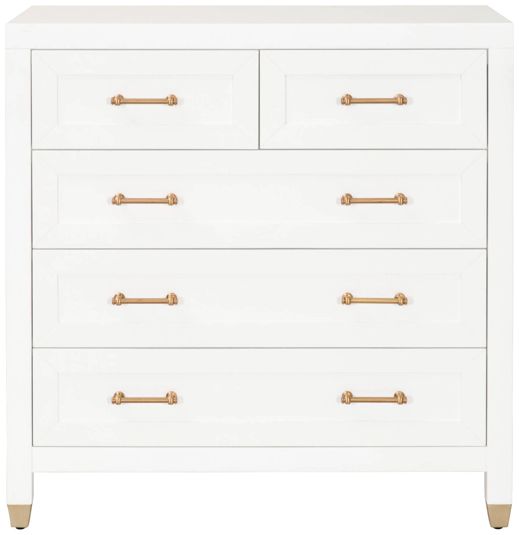Stella 39 1/2"W Matte White Wood 5-Drawer High Accent Chest