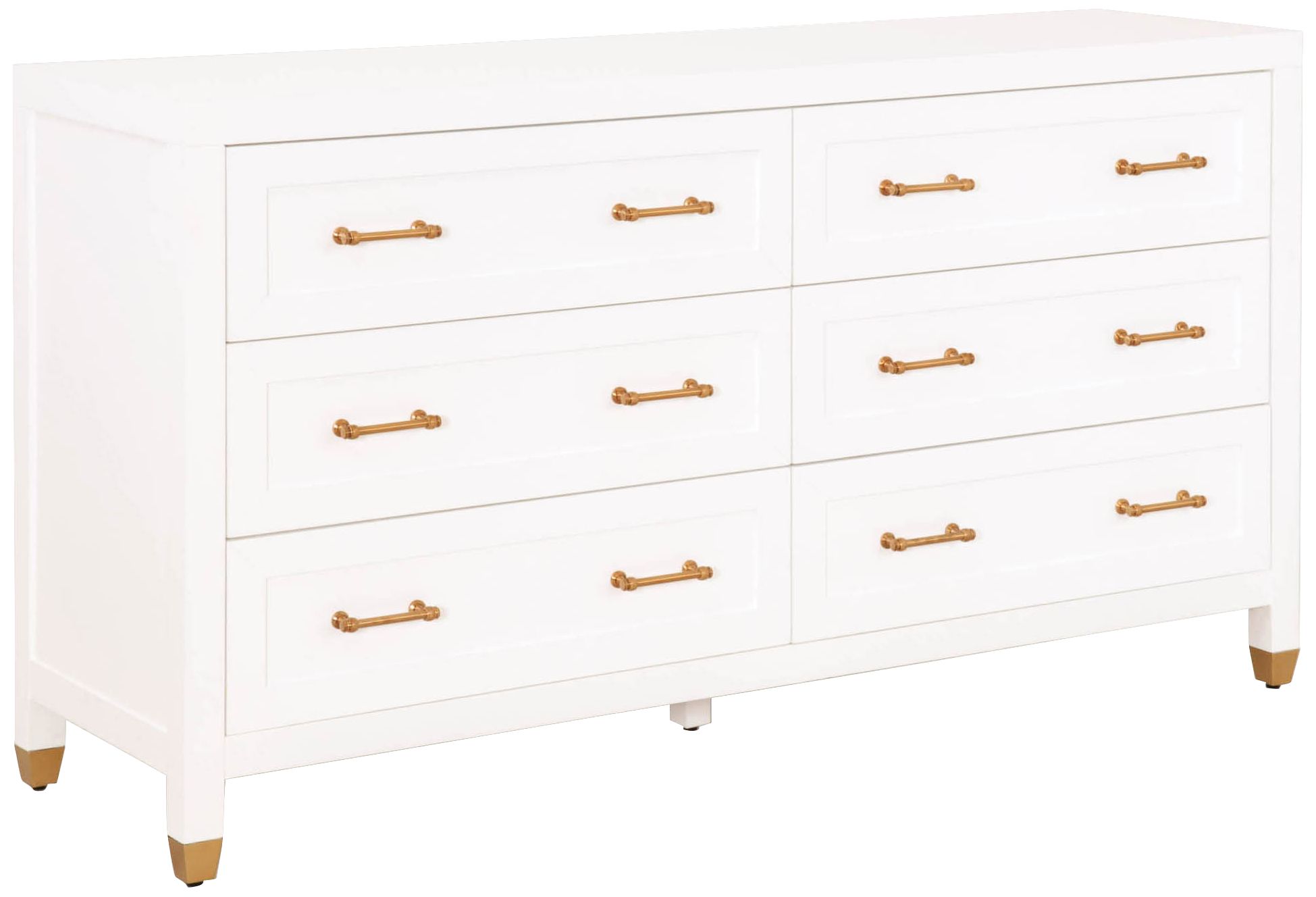 Stella 66" Wide Matte White Wood 6-Drawer Double Dresser