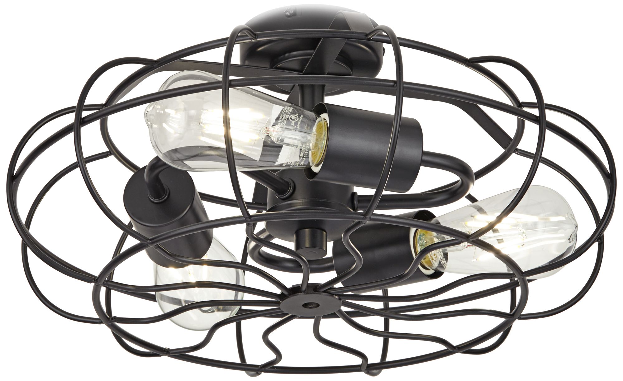 Matte Black Vintage Cage LED Ceiling Fan Light Kit - #86J38 | Lamps Plus