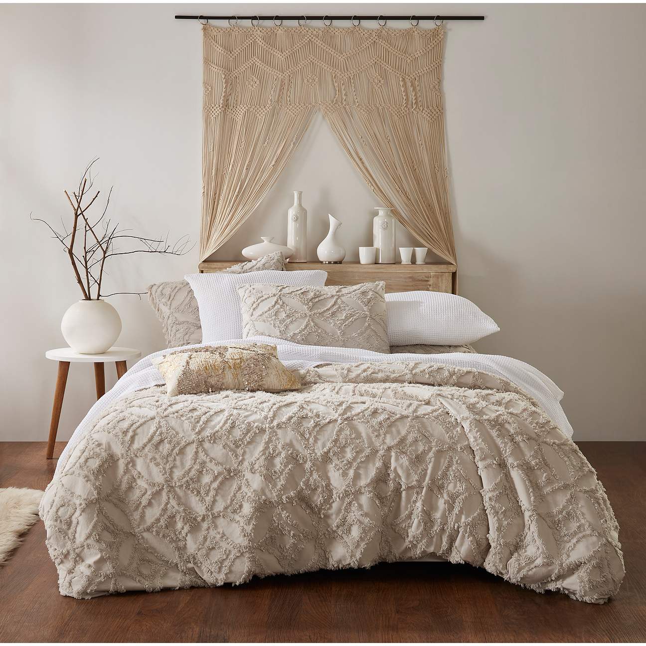 Madison Natural Tufted Fabric Duvet Cover - #86K48 | Lamps Plus