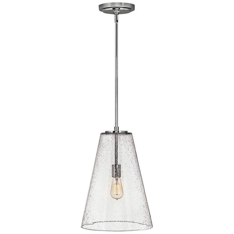 Hinkley Vance 13&quot;W Polished Nickel and Glass Pendant Light