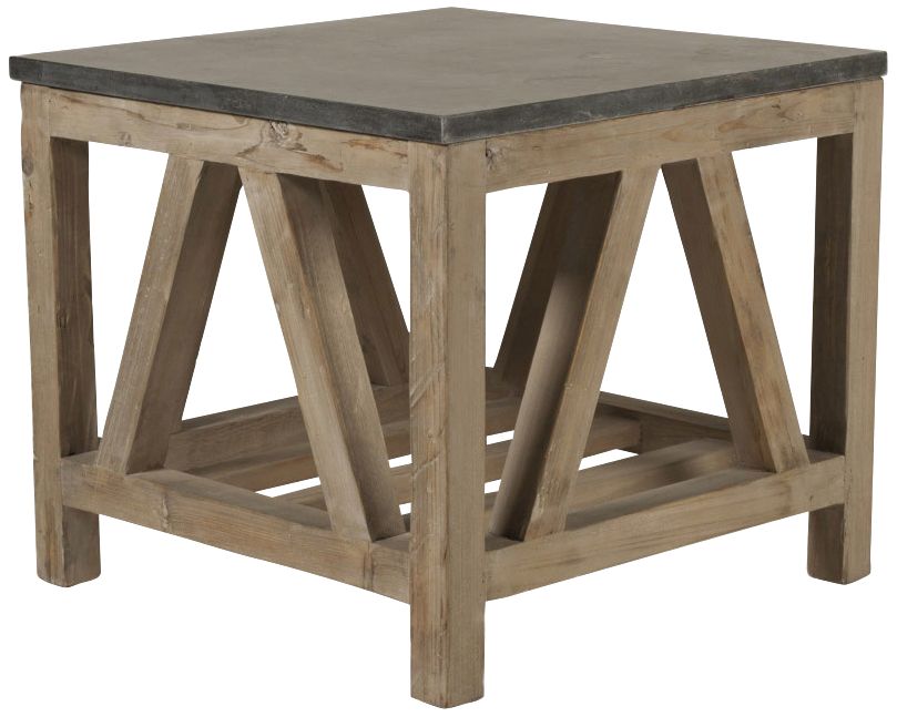 Blue Stone 25" Wide Smoke Gray Wood Square End Table