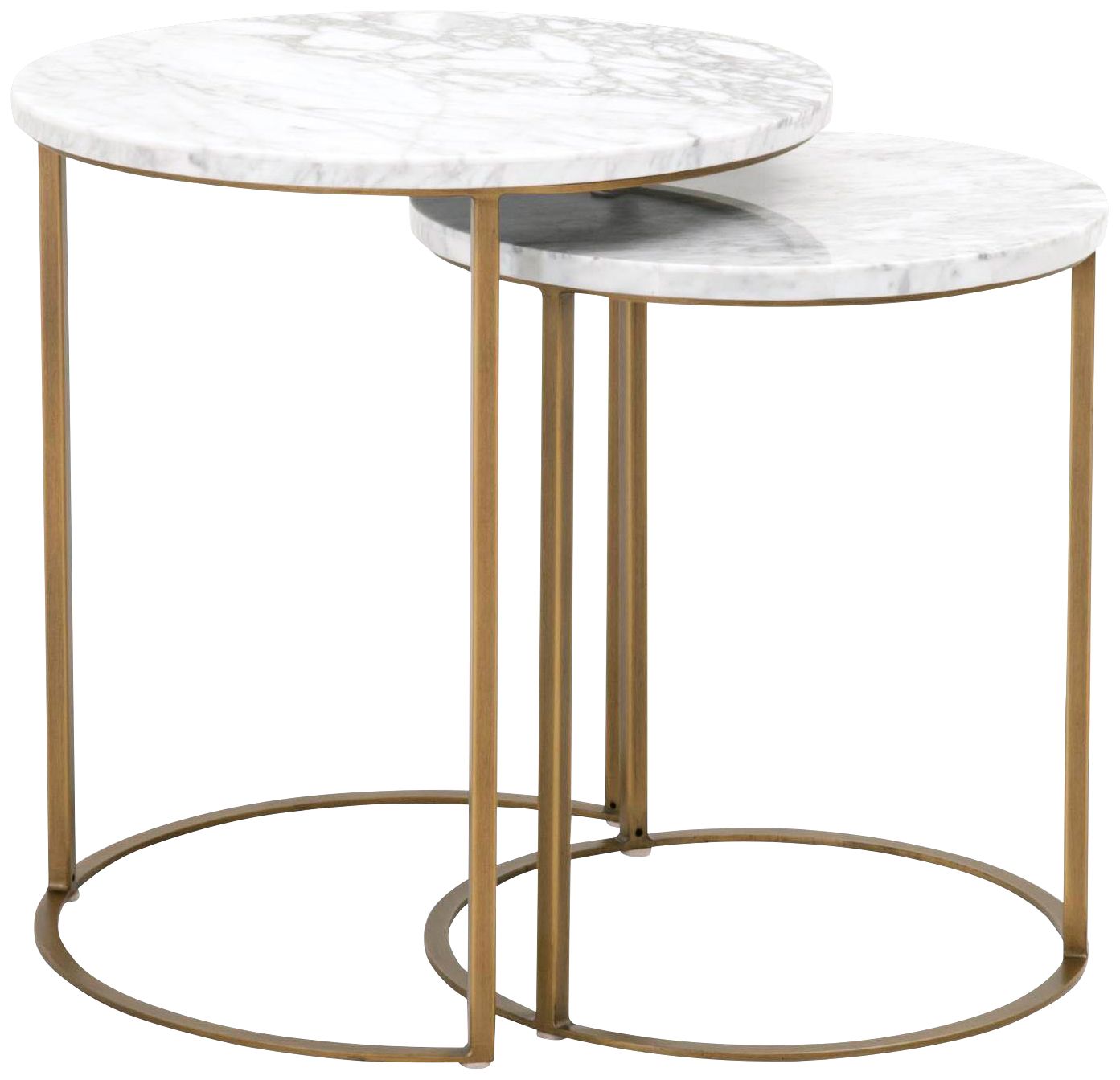 Carrera 21 W White And Gold Nesting Accent Tables Set Of 2 86m97 Lamps Plus