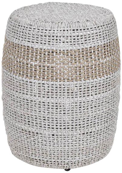 Loom 16 1/2"W Taupe and White Flat Rope Outdoor Accent Table