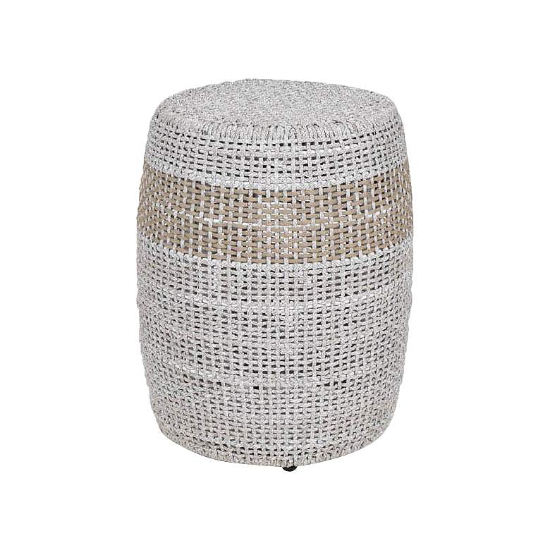Loom 16 1/2&quot;W Taupe and White Flat Rope Outdoor Accent Table