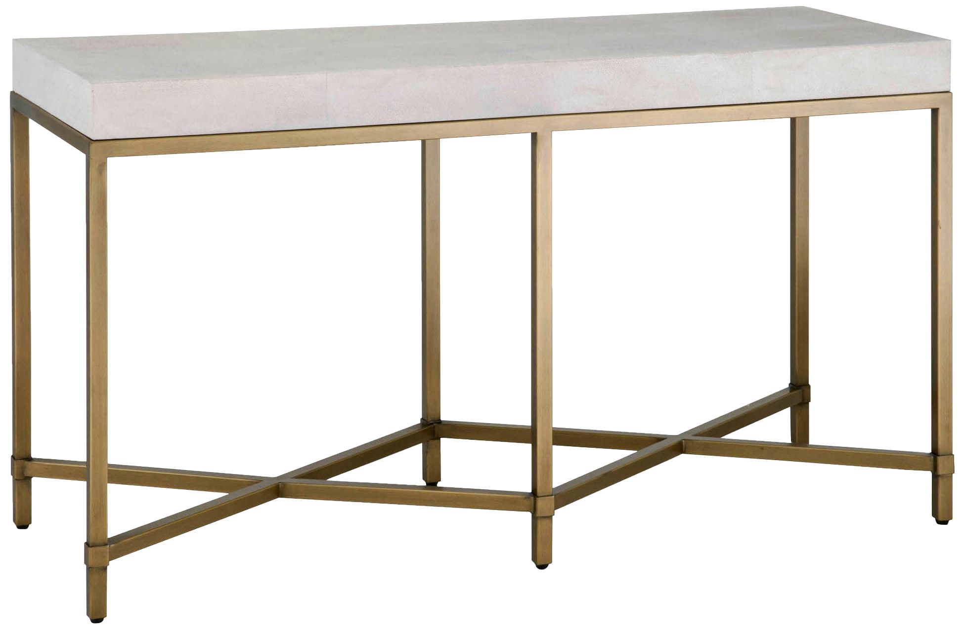 Strand 54" Wide White Faux Shagreen Console Table