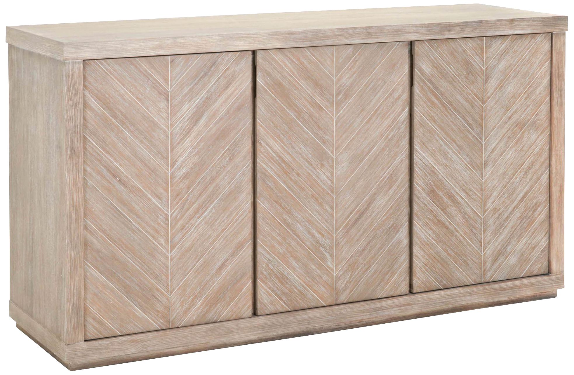 Adler 64" Wide Natural Gray Wood 3-Door Media Sideboard