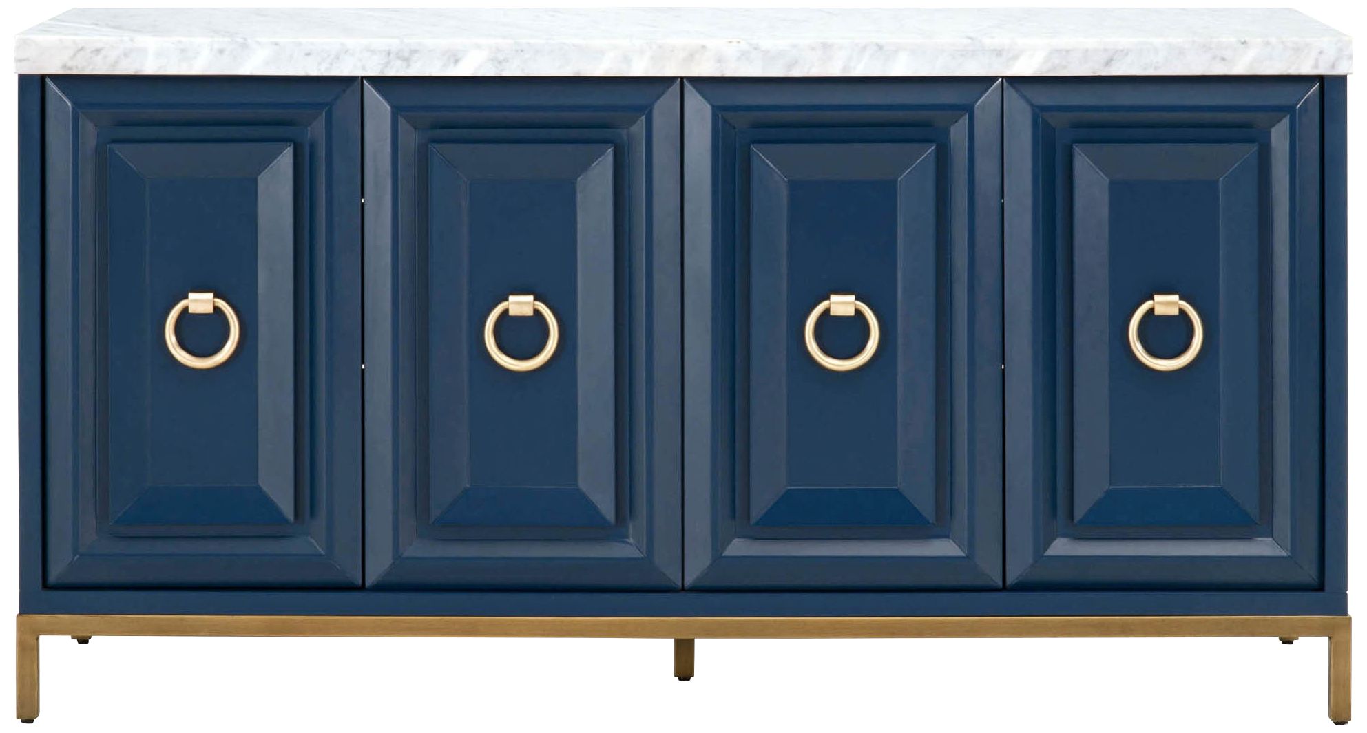Azure 71" Wide Navy Blue Wood 4-Door Media Sideboard