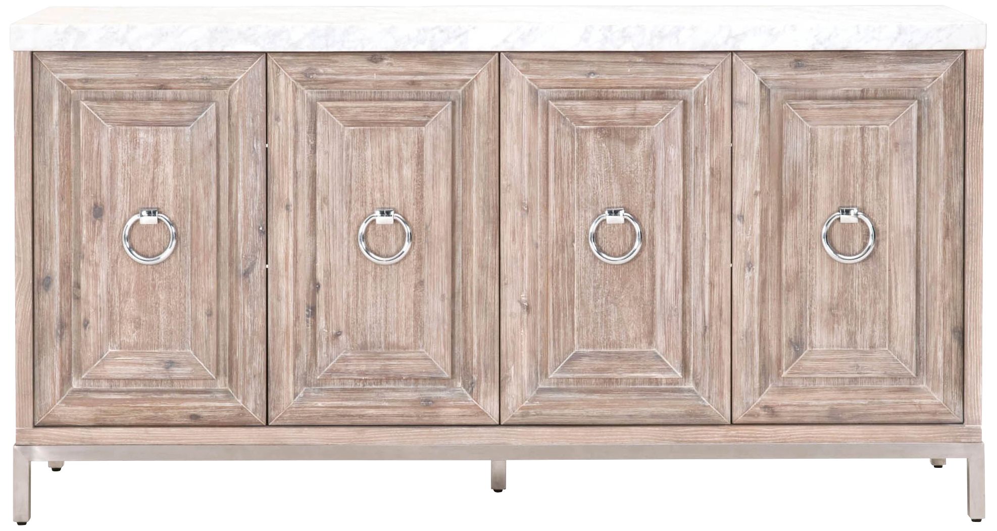 Azure 71" Wide Natural Gray Wood 4-Door Media Sideboard