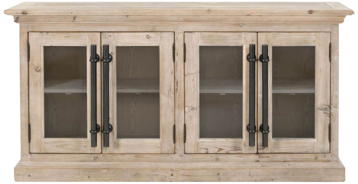 Bastille 74" Wide Smoke Gray Wood 4-Door Media Sideboard