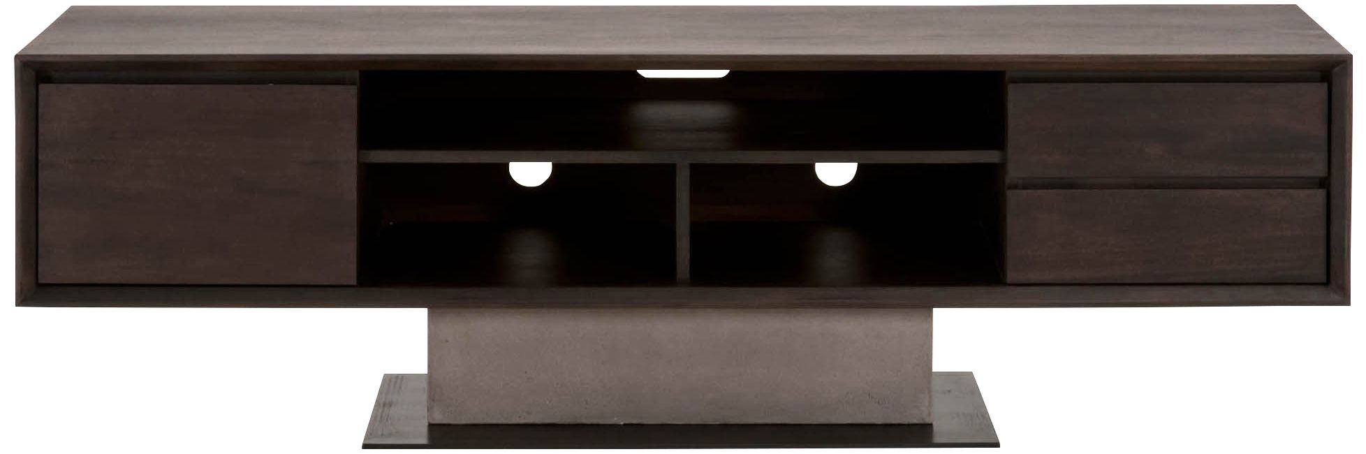 Cuba 79" Wide Espresso Wood and Slate Gray Media Sideboard