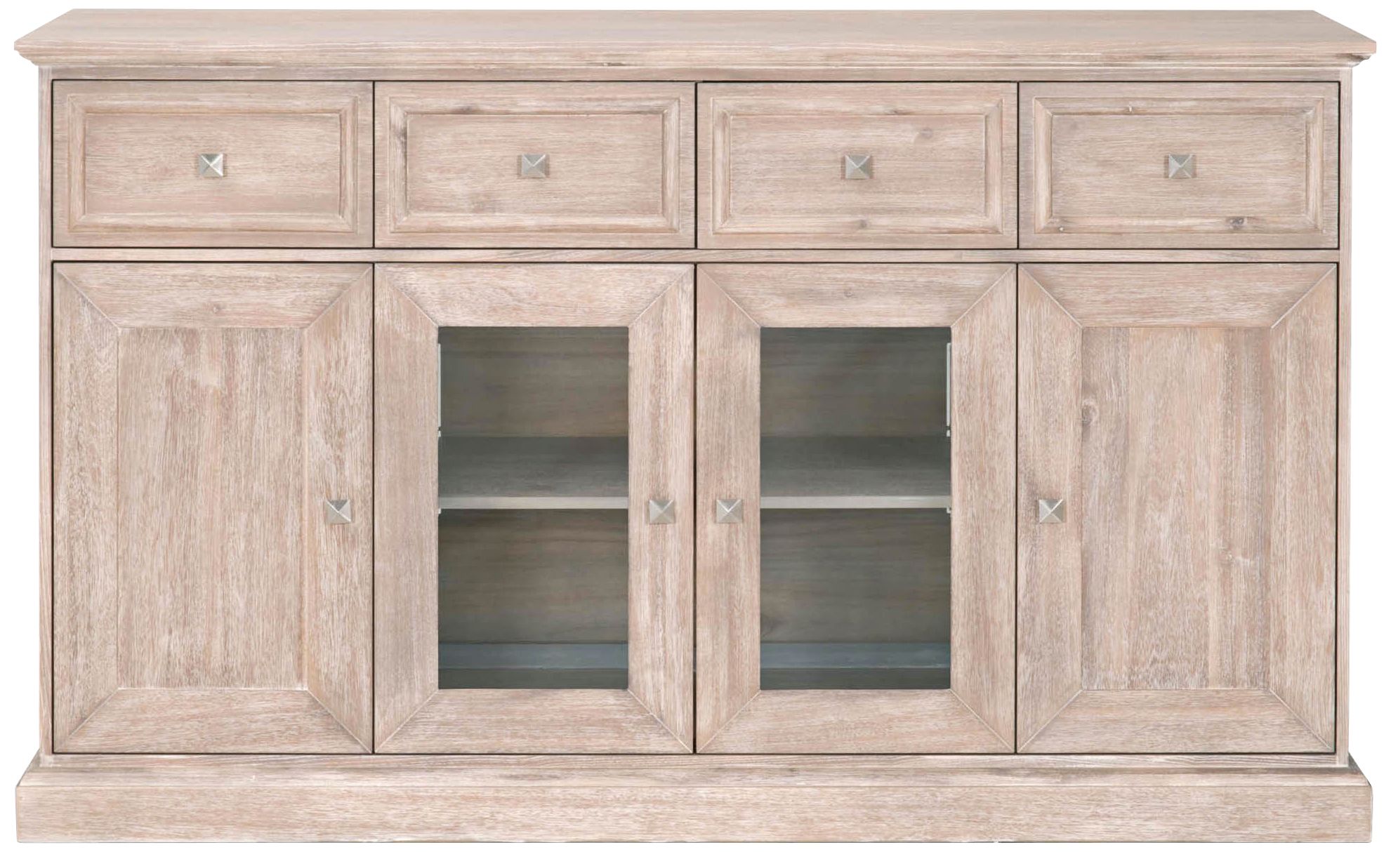 Hudson 70" Wide Natural Gray Wood 4-Door Media Sideboard