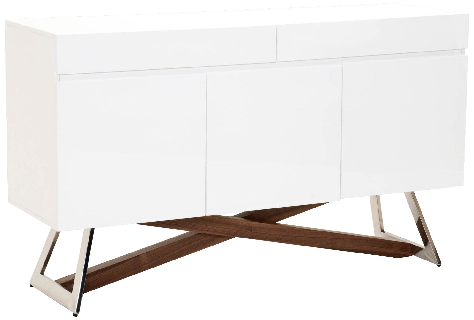 Monica 59" Wide Gloss White Wood 2-Drawer Media Sideboard