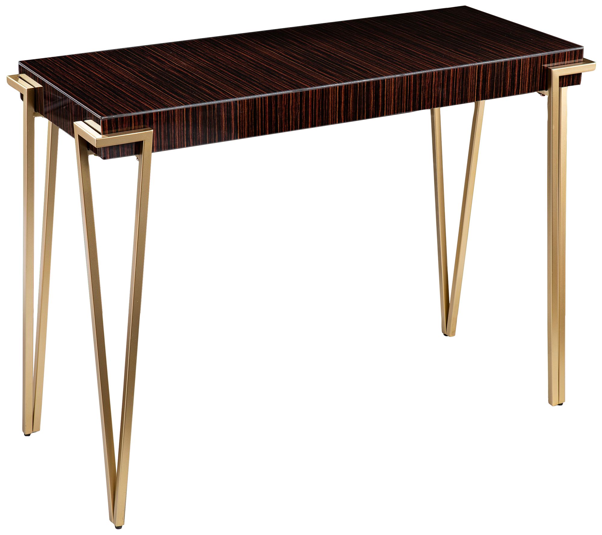 Brodkirk 40" Wide Brown and Gold Rectangular Console Table