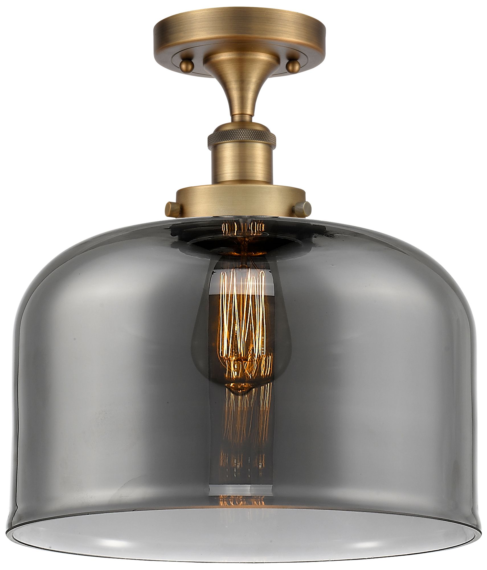 Innovations Lighting Ballston Urban Bell  12" Semi-flush Mount - Brushed Brass - Plated Smo