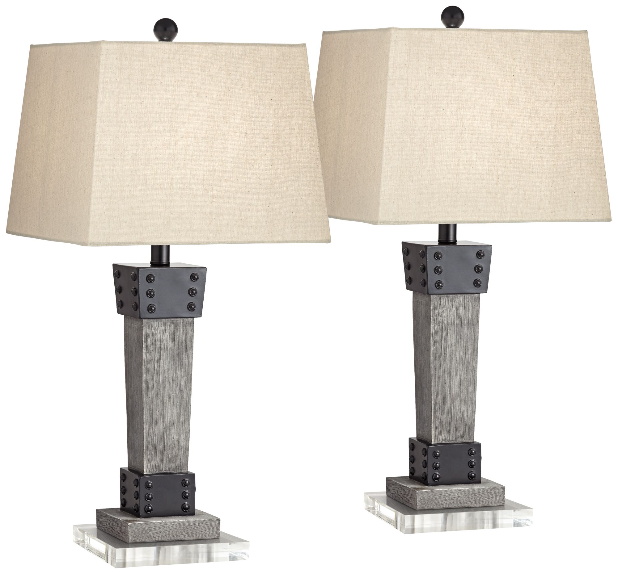 Jacob Gray Wood Table Lamps With Dimmers With 7