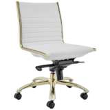 Dirk White Faux Leather Low Back Swivel Office Chair