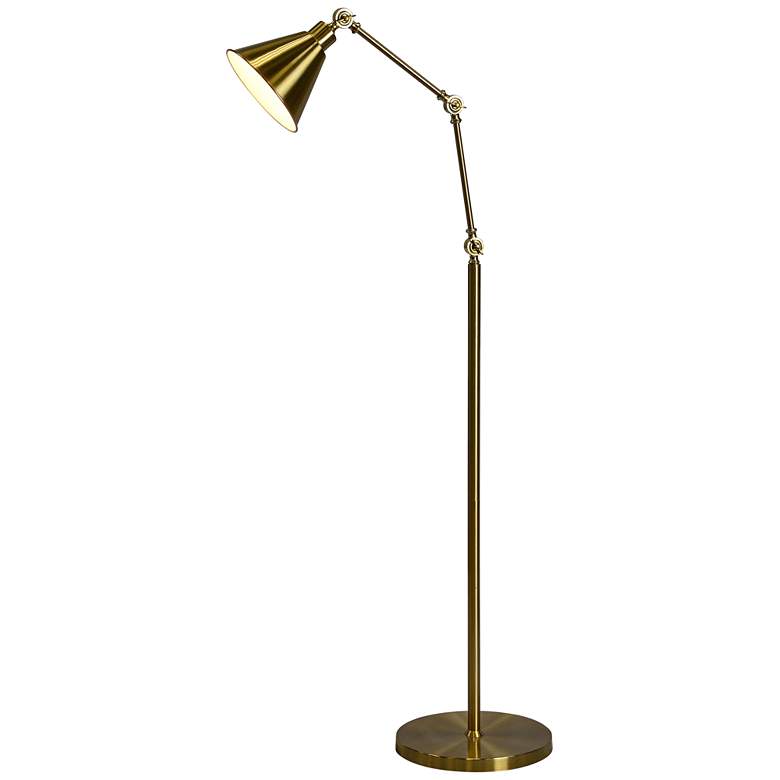 Tim Antique Brass Adjustable Metal Floor Lamp