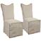 Delroy Stone Ivory Leather Slipcover Dining Chairs Set of 2