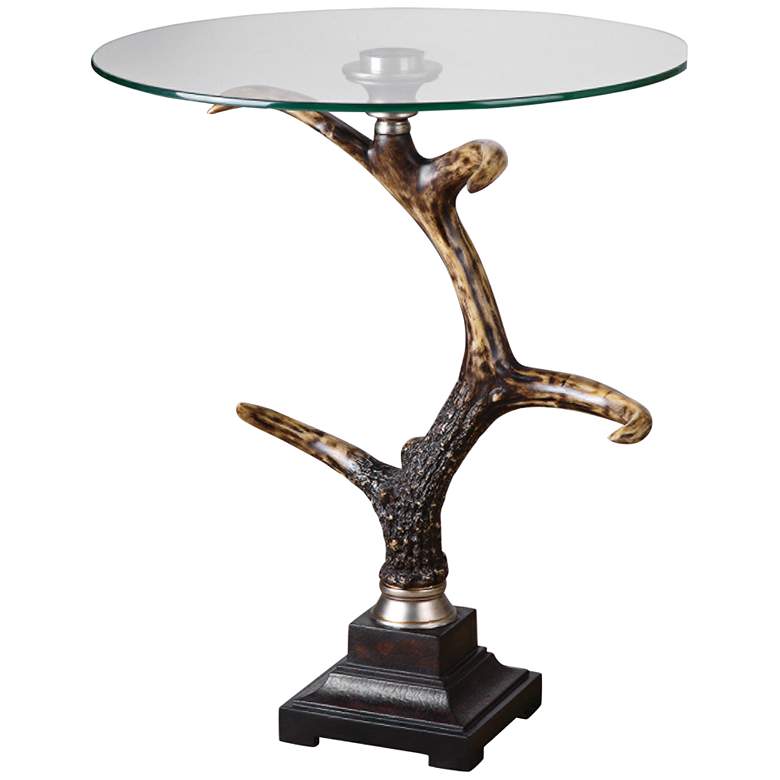 Uttermost Stag Horn 21 3/4&quot; Wide Brown Round Accent Table