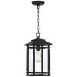 North House 17&quot; High Matte Black and Glass Outdoor Hanging Light