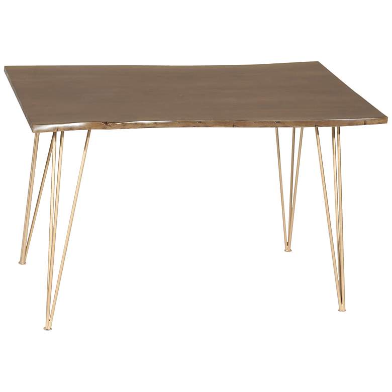 Suri 48&quot; Wide Elm Wood and Gold Metal Dining Table
