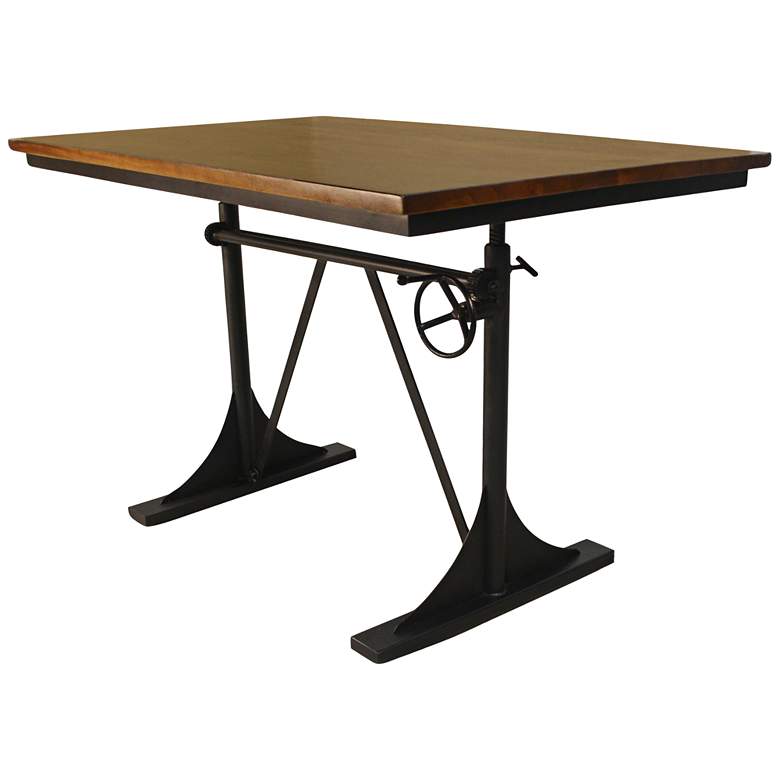 Cooper 48&quot;W Elm Wood and Black Height Adjustable Table/Desk