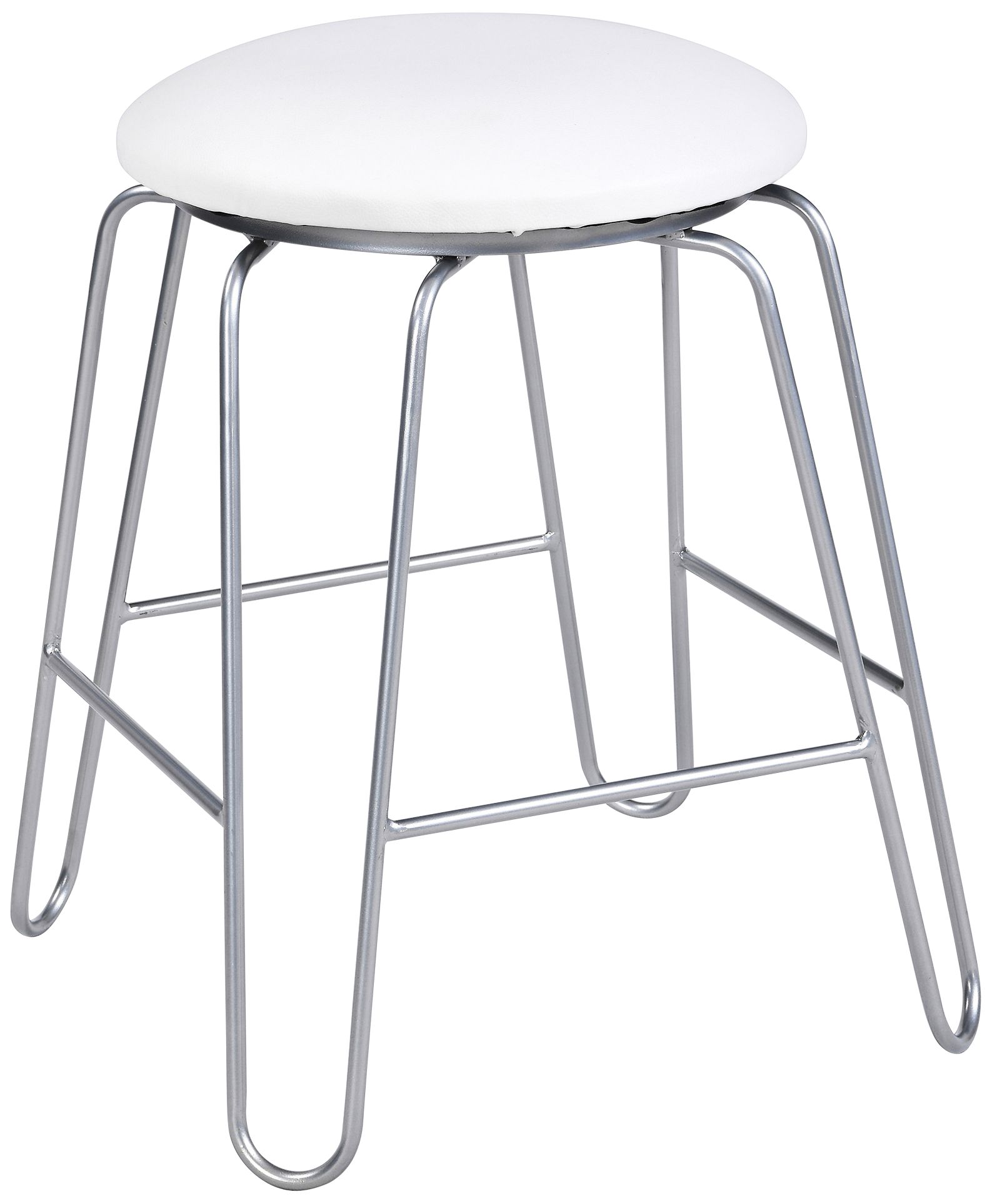 Vanessa 18 White Faux Leather And Silver Vanity Stool 87t10 Lamps Plus