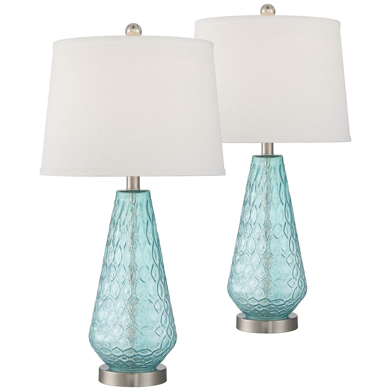 Dylan Blue Glass Coastal Modern Table Lamps Set of 2 - #87T22 | Lamps Plus