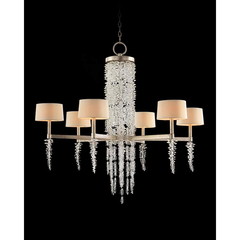 Cascading Crystal Waterfall 43 1/2&quot;W Silver 6-Lt Chandelier