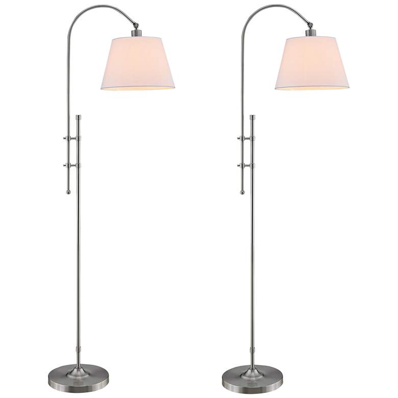 Image 2 Duane Brushed Nickel Adjustable Arc Floor Lamps Set of 2