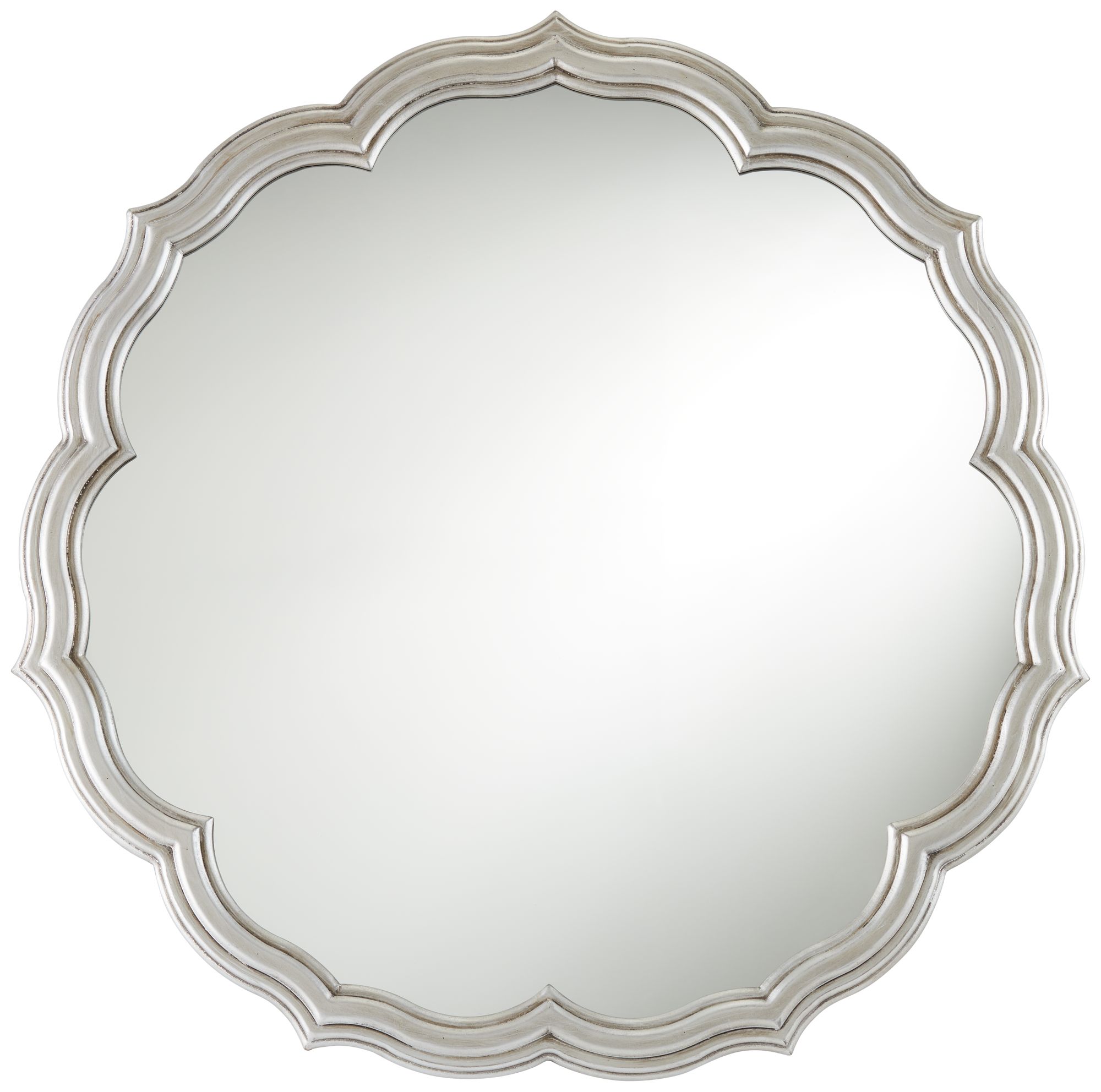 Turin Silver 34 1/4" Round Scalloped Edge Wall Mirror 87X06 Lamps Plus