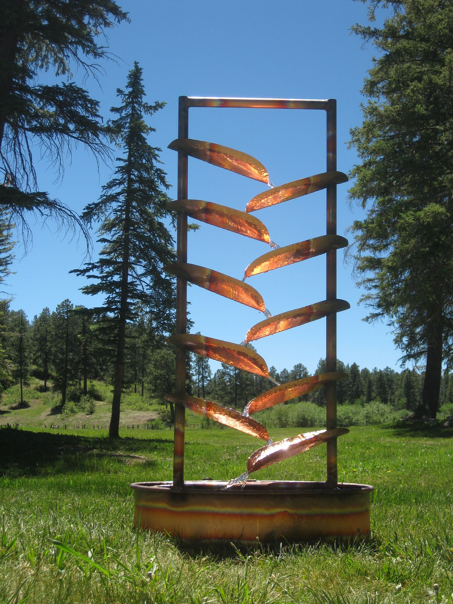 Water Trellis 60" High Sculptural Copper Outdoor Fountain