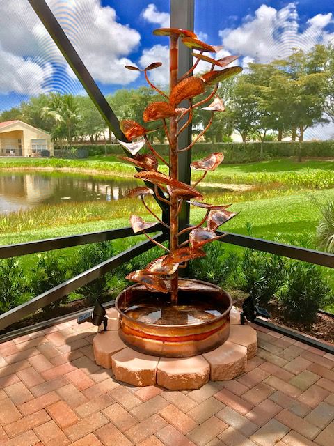 Tree of Life 72"H Outdoor Copper Fountain with Extra Leaves