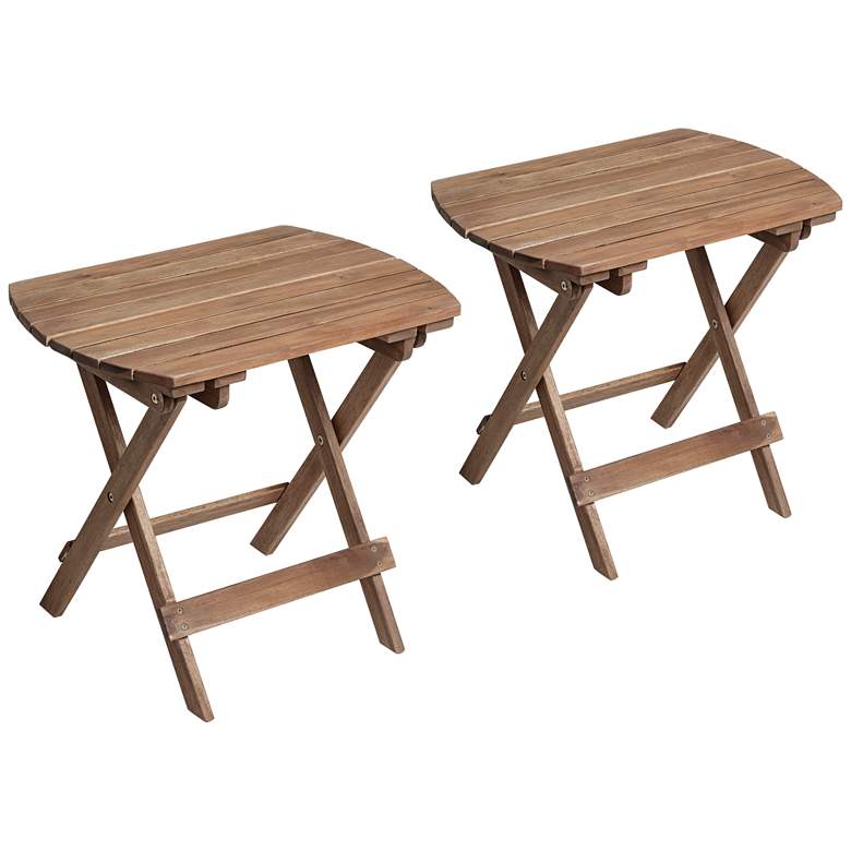 Monterey 20&quot; Wide Natural Wood Outdoor Side Tables Set of 2
