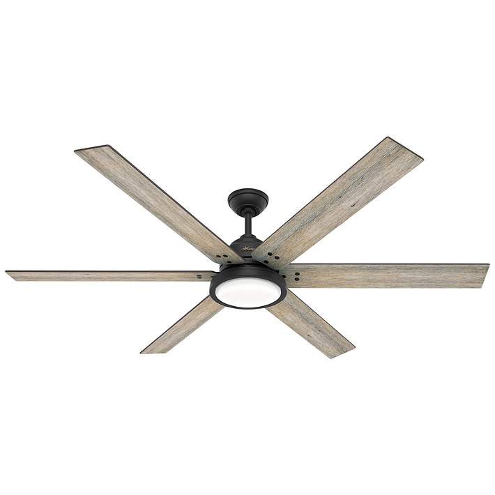 70 Hunter Warrant Matte Black Led Dc Ceiling Fan With Wall Control 881h1 Lamps Plus - Kitchen Ceiling Fans With Lights Menards