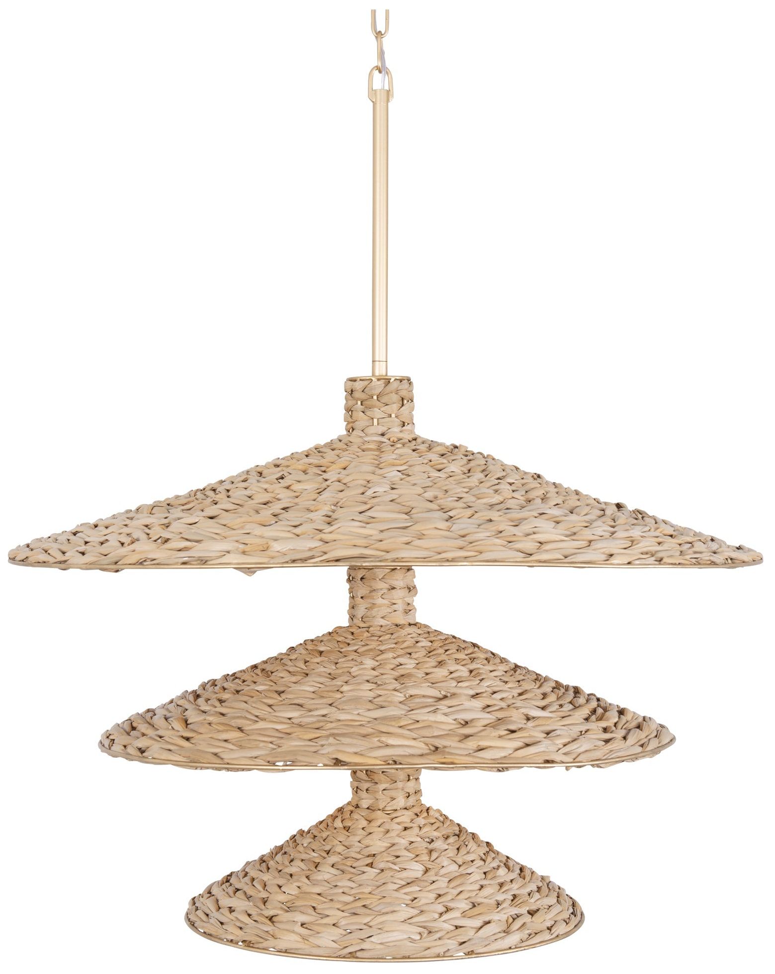 Varaluz Hilton Head 15-lt 3-tier Pendant - French Gold/natural Seagrass